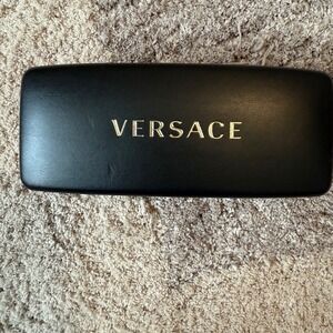 Versace Black Hard Sunglasses Eyeglasses‎ Case with New Cleaning Cloth Gold Logo